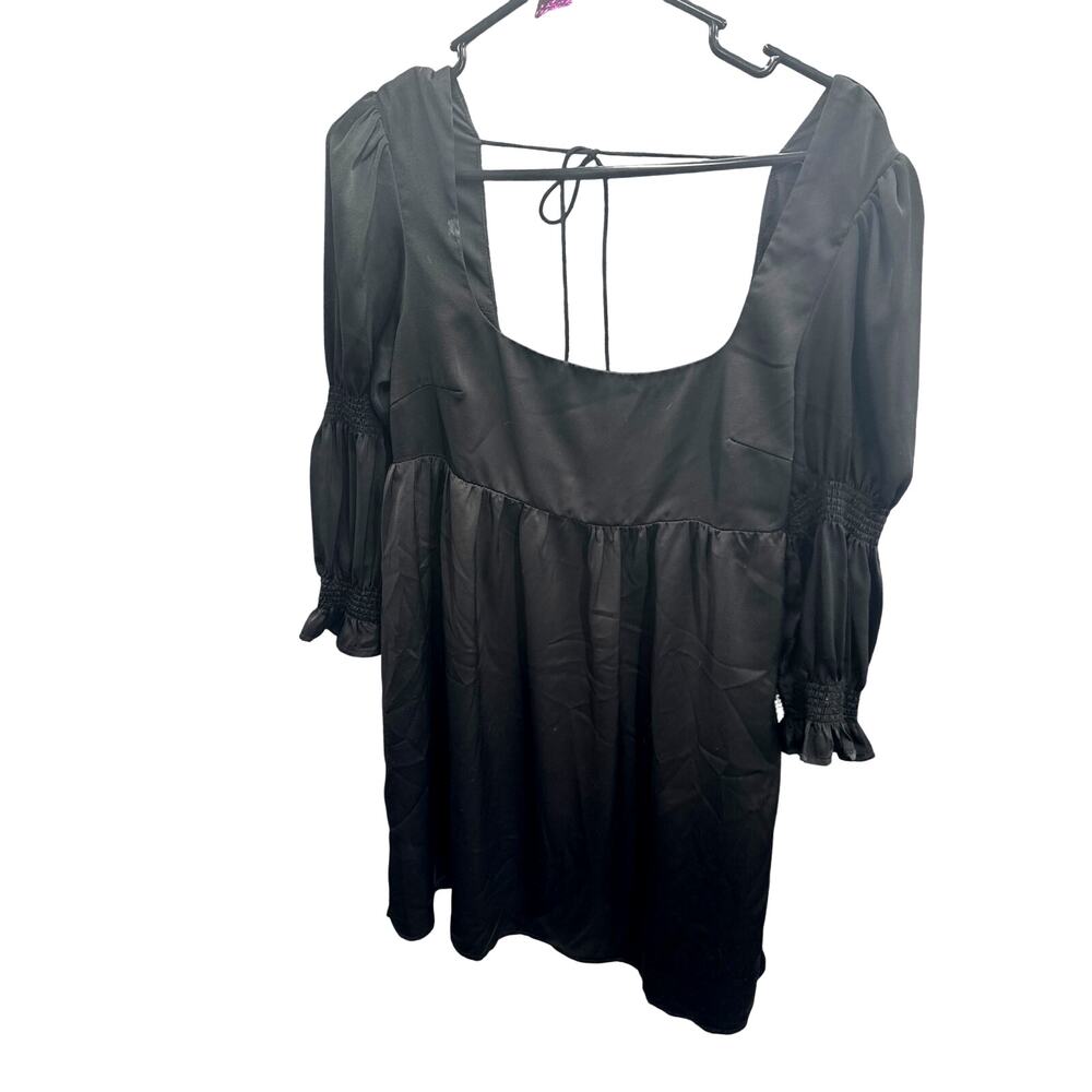 Lelis Long Sleeve Baby Doll Mini Dress Black Small